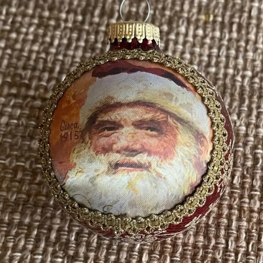 Vintage Krebs Masters on Silk Santa Christmas ornament Santa Claus face 1999